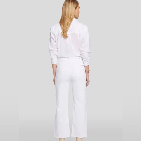 7 For All Mankind High Waisted Cropped Straight Leg White Jeans - Picture 2 of 11